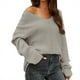 thumbnail image 1 of Gibobby Suéter de invierno para mujer, Suéter de Mujer, Suéter de Mujer con Cuello en V Transpirable con Estampado de Leopardo para Uso Diario(Gris,XG), 1 of 5