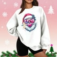 thumbnail image 2 of Women's Office-Friendly Christmas Sweatshirt Tees- Round Neck Thin Fleece Hoodless Top, Minimalist Santa Silhouette Print, Slim-Loose Fit Pullover, Work & Holiday Gatherings Gatherings, 2 of 5