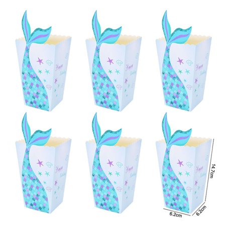 10Pcs Mermaid Tail Paper Candy Box Gift Bags Popcorn Boxes Kids Little ...