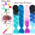 thumbnail image 3 of AIYEE-extensiones de cabello trenzado para mujeres negras, extensiones de cabello sintético con trenzas Jumbo, mezcla de 4 colores, rosa, morado, azul, degradado, 3 of 4