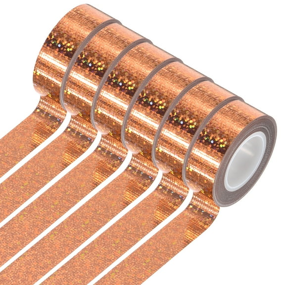 Uxcell 6 Rolls Holographic Tape Decorative Tape 0.6 Inch x 5.5 Yards, Gold