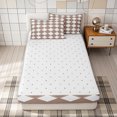 thumbnail image 4 of Erosebridal Khaki Square Abstract Zipper Queen Comforter Set with Fitted Sheet and 2 Pillowcases for Boys Girls, Modern Fashion Rhombus Zipper Bedding Set, Reversible, 4-Piece, 4 of 7