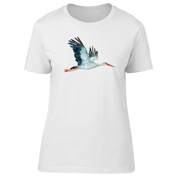 Beautiful Watercolor Stork Bird Tee Women's -Image by Shutterstock