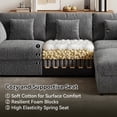 thumbnail image 6 of BedLuxury 140" Extra Large Modular Sectional Cloud Sofa with 2 Removable Storage Ottoman, Extra Deep Seat Couch, Living Room Furniture, Chenille Gray, 6 of 12