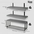 thumbnail image 2 of Floating Shelves, 3 Set Wall Mounted Wood Bathroom Shelves with Wire Storage Basket & Hooks, Farmhouse Floating Shelf Bathroom Accessories for Bedroom, Living Room, Kitchen, Bathroom Decor – Grey, 2 of 7