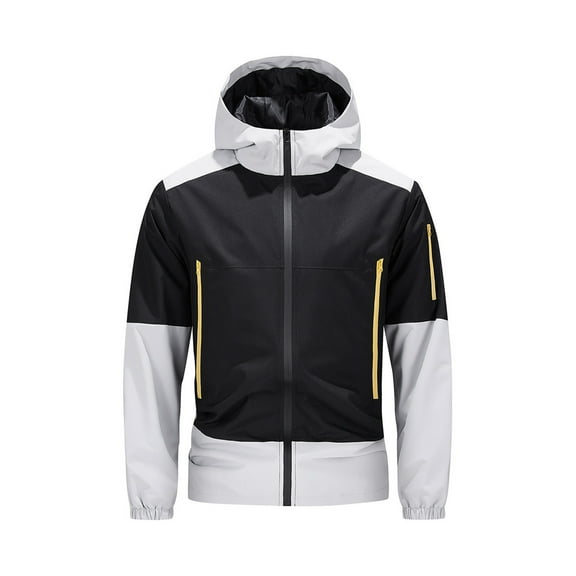 Xzbqbs Mens Rain Jacket Waterproof with Hooded Hiking Coat Lightweight Windbreaker Softshell Outdoor Travel Jacket for Men