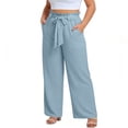 thumbnail image 2 of Horkkom Plus Size Pants for Women Solid Color Elastic Waist Dress Pants Casual Loose Pants with Pockets XXL, 2 of 8