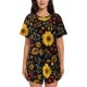 thumbnail image 1 of Balery Fall Sunflowers Leaves Conjunto de Pijama para Mujer con Estampado, Dos Piezas de Manga Corta y Shorts, Ropa de Dormir Suave con Cuello Redondo y Bolsillos-XX-Large, 1 of 6