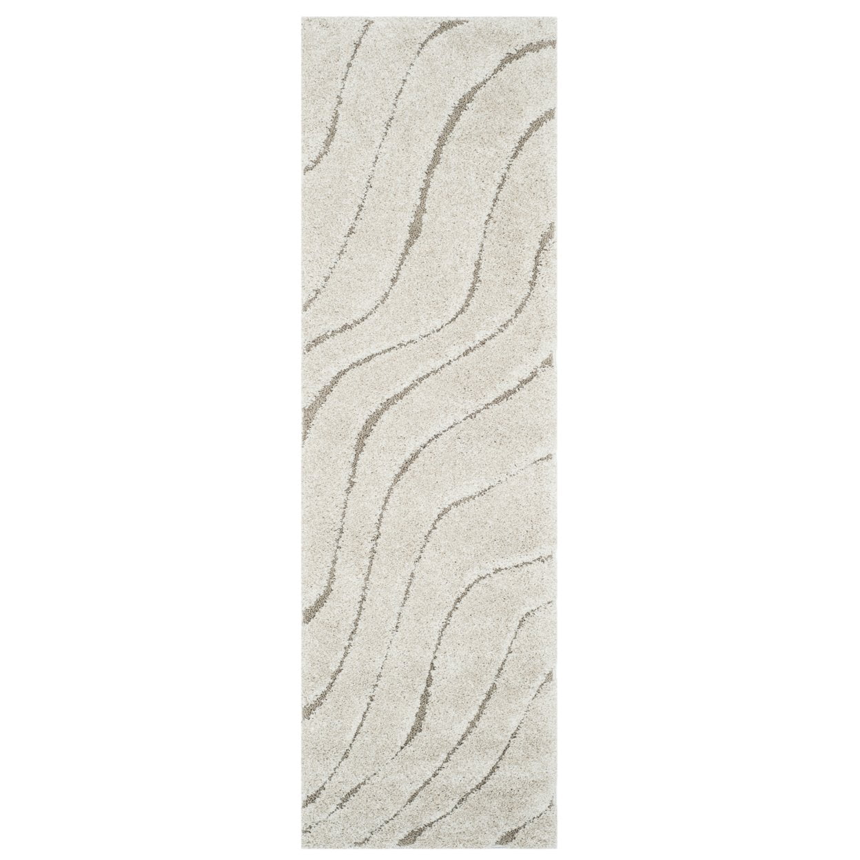 SAFAVIEH Florida Tabitha Geometric Waves Shag Area Rug, Cream/Beige, 5'3" x 7'6"