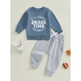 thumbnail image 4 of Baby Toddler Boy Winter Fall Outfit,0 6 12 18 24 Months 2T 3T Letter Print Long Sleeve Pullover Sweatshirt Elastic Waist Pants with Pockets 2 Piece Clothing Set, 4 of 9
