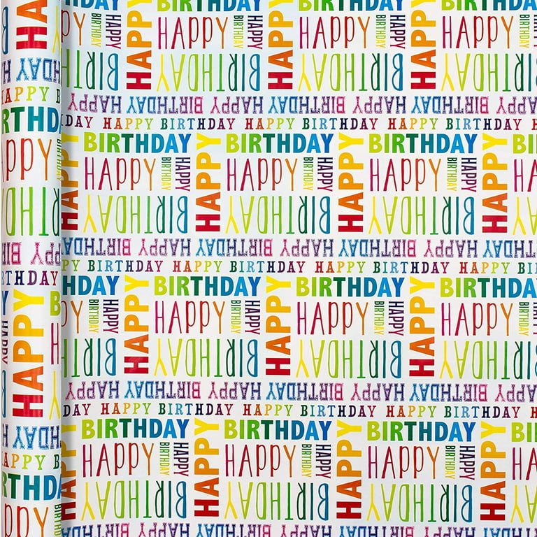 B-there Birthday Gift Wrap Wrapping Paper for Boys, Girls, Adults. 6 Cute & Funny Different Designs of 6 ft x 30 Roll! Includes Cactus, Fruit