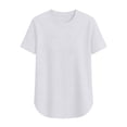 thumbnail image 4 of Womens Daily Short Sleeve T-Shirt Round Neck Loose Fit Casual Top White,L, 4 of 8