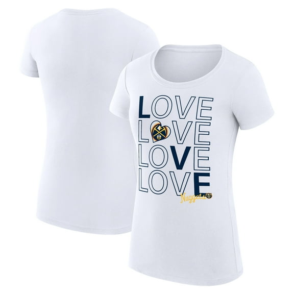 Women's G-III 4Her by Carl Banks White Denver Nuggets Super-Slim Fit Lightweight Basketball Love T-Shirt