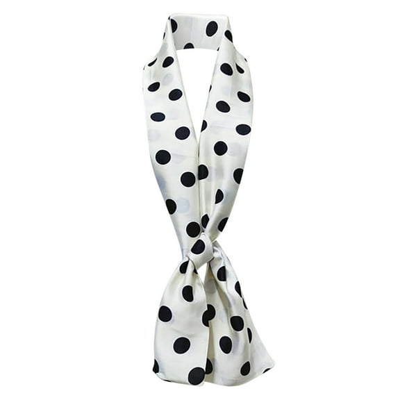 SUXIAN Women's Scarf Silk Elegant Polka Dot Design Versatile Black One Size