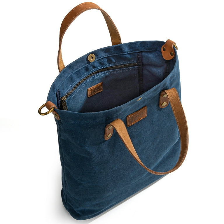 Lee Waxed Canvas Tote Bag for Women Leather Top Handle