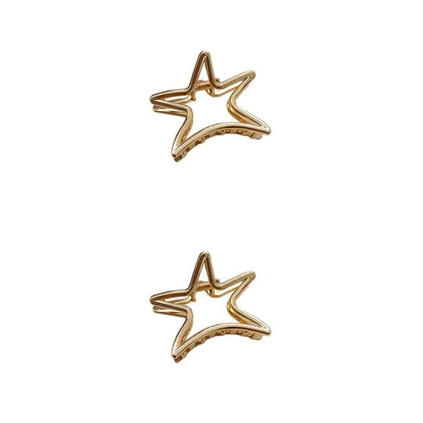 Minnieouse Horquillas para el cabello Barrettes Estrella de cinco puntas Clip de metal Pinzas para el cabello Niñas Sombreros Coreano Simple para Oro 2Conjunto