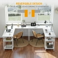 thumbnail image 5 of DESINO 59.1 Inch L Shaped Computer Desk, Gaming Table with adjustable Shelves, Home Office Desk for Writing Gaming Study Reversible, White, 5 of 7