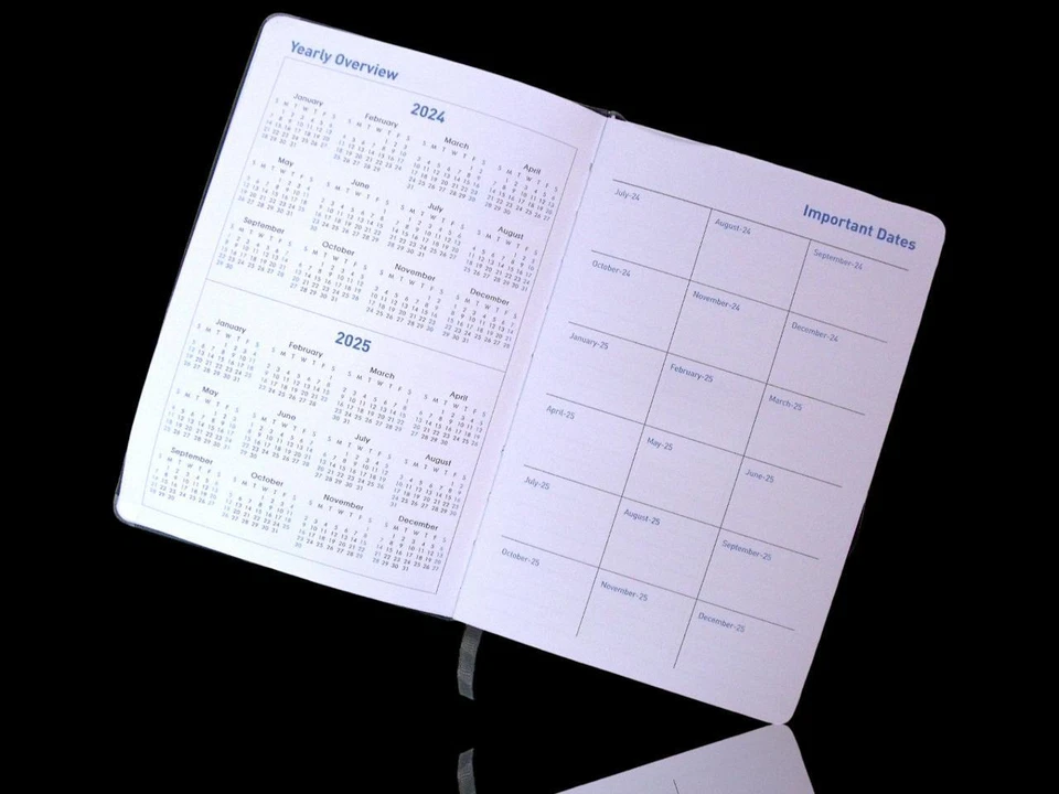 2025 Planner Weekly Monthly Appointment Book W/ Strap 5"X8" Faux Leather Black