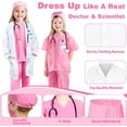 thumbnail image 6 of Doctor Costume for Kids, Pink Doctor Costume with Lab Coat Halloween Party Dress Up for Girls Age 8-12 Years, 6 of 7