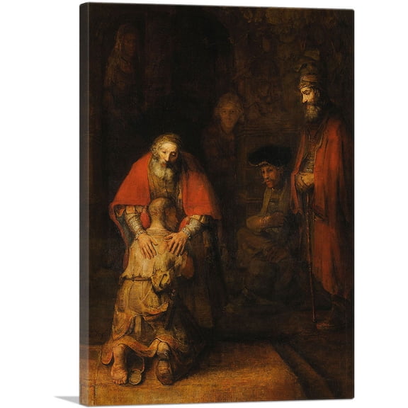 ARTCANVAS The Return of the Prodigal Son 1669 Canvas Art Print by Rembrandt van Rijn - Size: 26" x 18" (0.75" Deep)