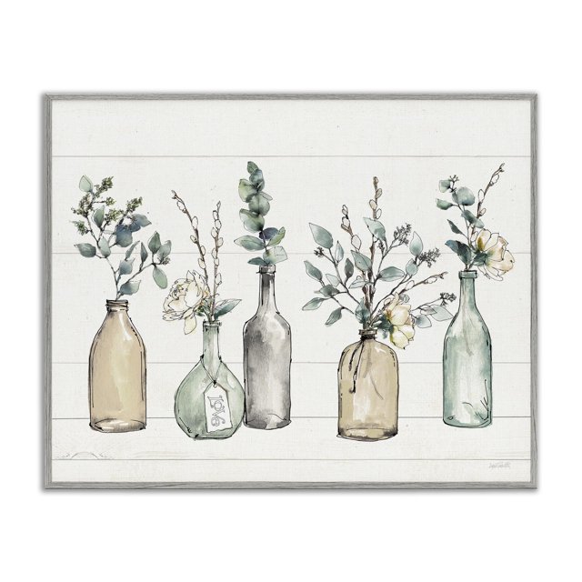 Decoración mural Stupell Industries con botellas y plantas, granja, 11 x 14 cm