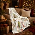 thumbnail image 3 of Cute Bird Sanctuary, Festive Holiday Scene, Warm Flannel Blanket for Cabin and Lodge with Detailed Artwork with Rich Color Accents, Art Lovers Christmas Gift, Festive Home Decor, 3 of 9