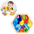thumbnail image 4 of lionlar Wooden Puzzle Games Educational Toy Stacking Blocks Cartoon Shape Pattern Marine Life, 4 of 9