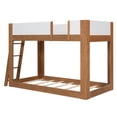 thumbnail image 4 of Twin-Over-Twin Low-Profile Bunk Bed with Guardrails, Wooden Kids Bed with Reversible Ladder, Accent Two-Tone Bed Frame, 4 of 11