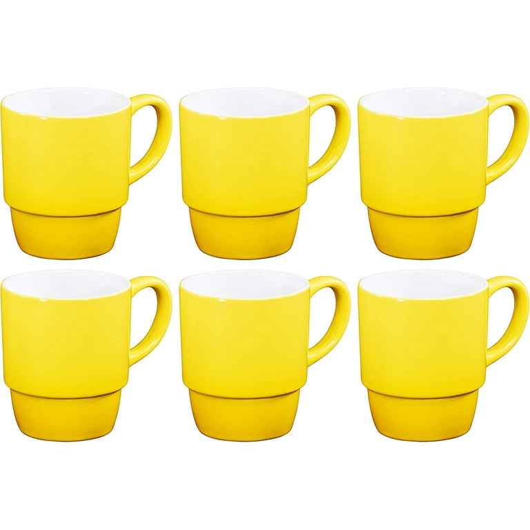 Ceramic Stacking Coffee Mug Tea Cup Dishwasher Safe Set Of 6 Large 18 Ounce  
