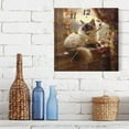 thumbnail image 6 of 7.78in Graceful Siamese Cat Pattern Square Wall and Table Clock Dual Use Vintage Design in Black or Gold, 6 of 10