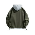 thumbnail image 4 of Gpaecead Military Jackets Men's Long Sleeved Hooded Zipper Cardigan Fake Two Piece Workwear Jacket Green, 4 of 5