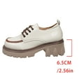 thumbnail image 4 of Womens White Platform Oxford Shoes - Retro Lace-Up Chunky Sole Footwear, Glossy PU Material with Color-Blocked Toe, Versatile Comfortable Style,Size 37, 4 of 9