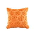 thumbnail image 2 of Fall Home Decor Indoor, 18X18 Inch Orange Fluffy Plush Halloween Pumpkin Maple Leaf Throw Pillow Cover, for Cozy Living Areas, Bedrooms, Farmhouses and Halloween Party Spaces,, 2 of 4