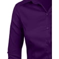 thumbnail image 4 of J. METHOD Women's Button Down Shirt 3/4 Sleeve Roll Up Stretch Collar Office Work Formal Casual Basic Blouse Top NEWT01 Purple XL, 4 of 6