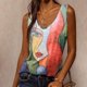 thumbnail image 1 of ICHUANYI Clearance Women Fashion Sexy Sleeveless Flower Pirnt Vest U-neck Printed Tops Tee Vest Blouse Tops(Red, XL) ICHUANYI WER2023080710491, 1 of 8