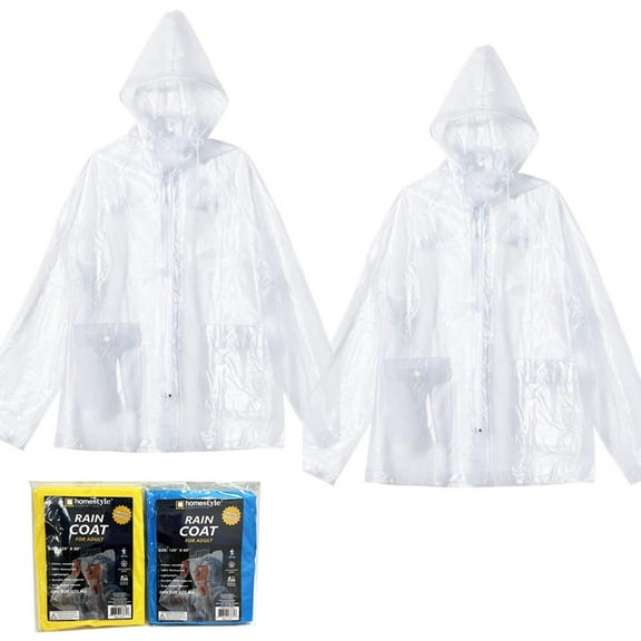 2PC Outdoor Rain Poncho Multifunctional Waterproof Raincoat Hooded Compact Adult