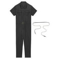 thumbnail image 5 of YONGHS Men's Short-Sleeve Twill Coverall Mechanics Workwear Jumpsuits Flex Overalls Speedsuit Black S, 5 of 7