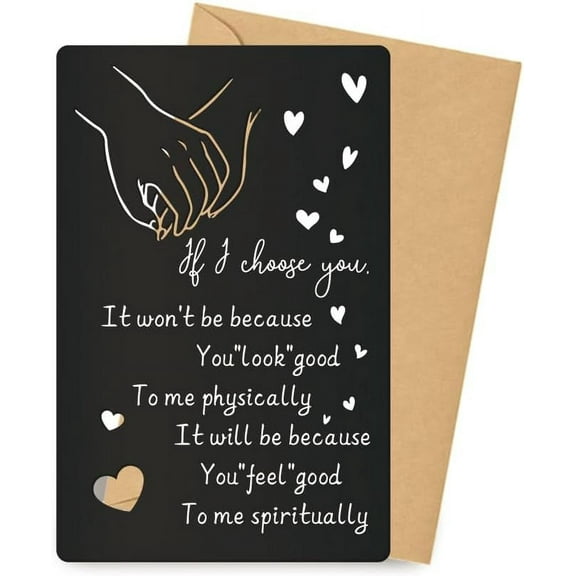 Engraved Wallet Card Insert I Choose You Wallet Insert Steel Cards for Husband Boyfriend Him Anniversary Metal Gifts Mini Love Note for Wife Girlfriend Valentines Christmas Gifts Black DIY Word