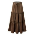 thumbnail image 5 of vigerkar Women's Flowy Flared Ruffle Boho Long Skirt Summer Maxi Skirt Trendy Going Out Outfits Brown, M, 5 of 7