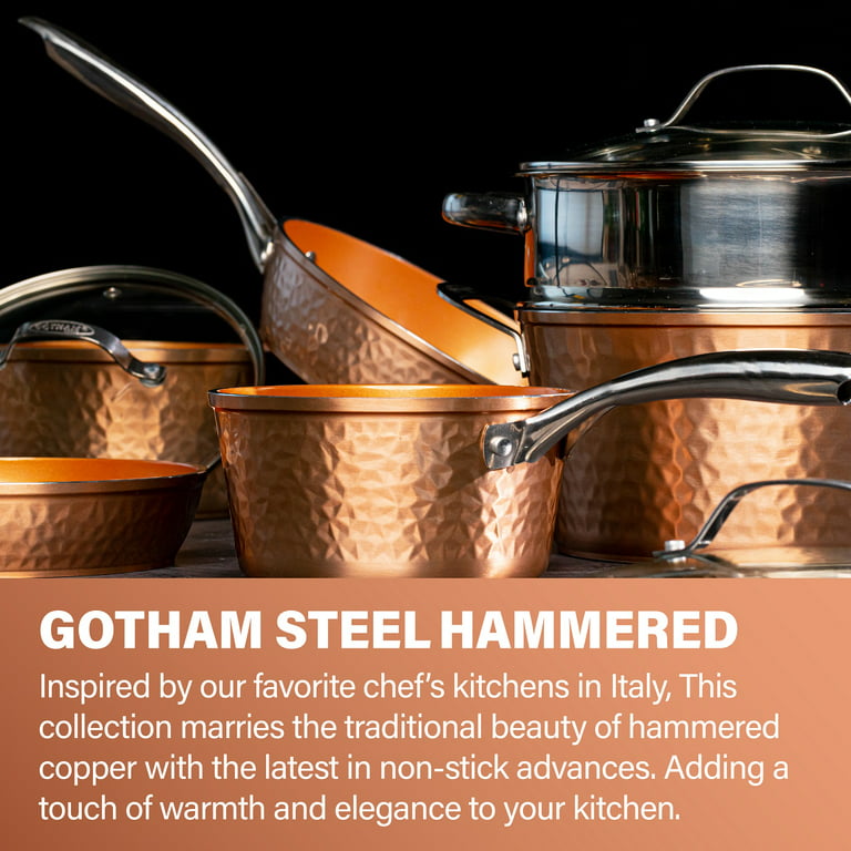 Gotham Steel Bronze Hammered Non-Stick 10-Piece Aluminum Cookware Set
