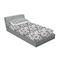 thumbnail image 2 of Ambesonne Ethnic Fitted Sheet & Pillow Sham Set, Old Floral Leaf Ornament, Twinxl, Maroon Teal, 2 of 2