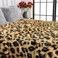 thumbnail image 4 of Softlife Extra Soft Faux Throw Blanket with Sherpa Warm Underside, 50"x60" , Leopard Khaki, 4 of 8