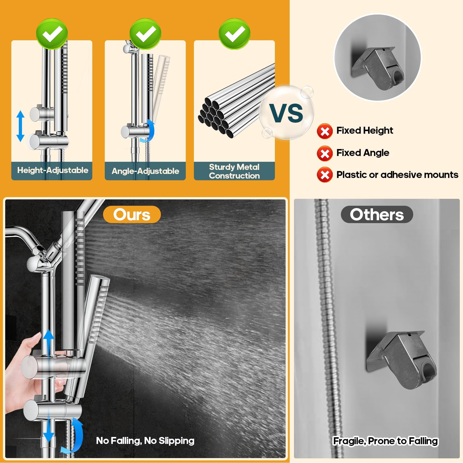 Filtered Shower Head With Handheld Spray Combo High Rain Dual Filters - Removes Chlorine Height Adjustable & Built-in Power Wash