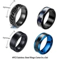 thumbnail image 2 of YAZI 4PCS Plain Band Rings for Men Stainless Steel Rings for Men Wedding Ring Cool Spinner Rings for Men Black Stainless Steel Ring Set Anxiety Ring Fidget Size 6-12, 2 of 15