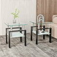 thumbnail image 2 of Modern Tempered Glass End Tables Set of 2, Square Coffee Table for Living Room, 2 of 12