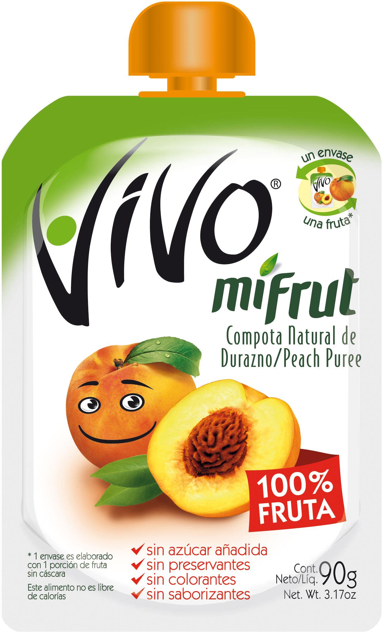 Vivo Mifrut Compota de Durazno / Peach Puree Pouch (18-Pack)