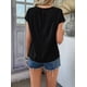 thumbnail image 5 of Blusas de Verano para Mujer, Camisetas Casuales de Corta, Cuello Redondo, Blusas Bohemias con Estampado Floral de Crochet. Negro XL, 5 of 9