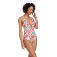 thumbnail image 2 of LIORA Women’s One Piece Swimsuits Floral Print Bathing Suits for Women Deep V Neck with Front and Back Ring, 2 of 8