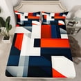 thumbnail image 2 of Feelyou Navy Red Geometric Twin Sheet Sets, Retro Rectangle Twin Fitted Sheet, Teenager Adult Flat Sheet, Luxury Bedroom Decor,3 Pieces, 2 of 7