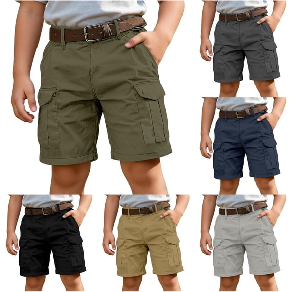 WERYOUNG Boys Cargo Shorts For Kids With Multiple Pockets Casual Summer Wide Leg Shorts For Boys Outdoor Play Soft Bottoms 5-6 Years